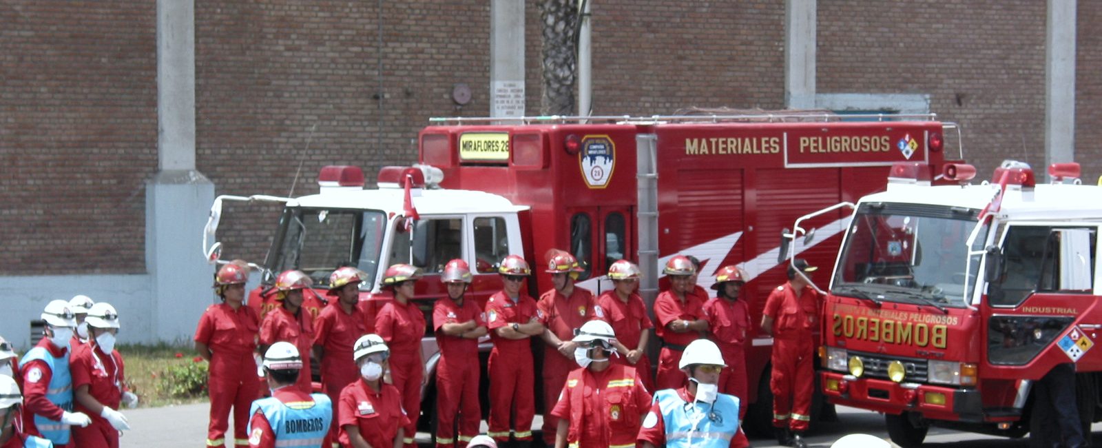 Medical response teams staged with stretchers during a multi-agency HazMat exercise